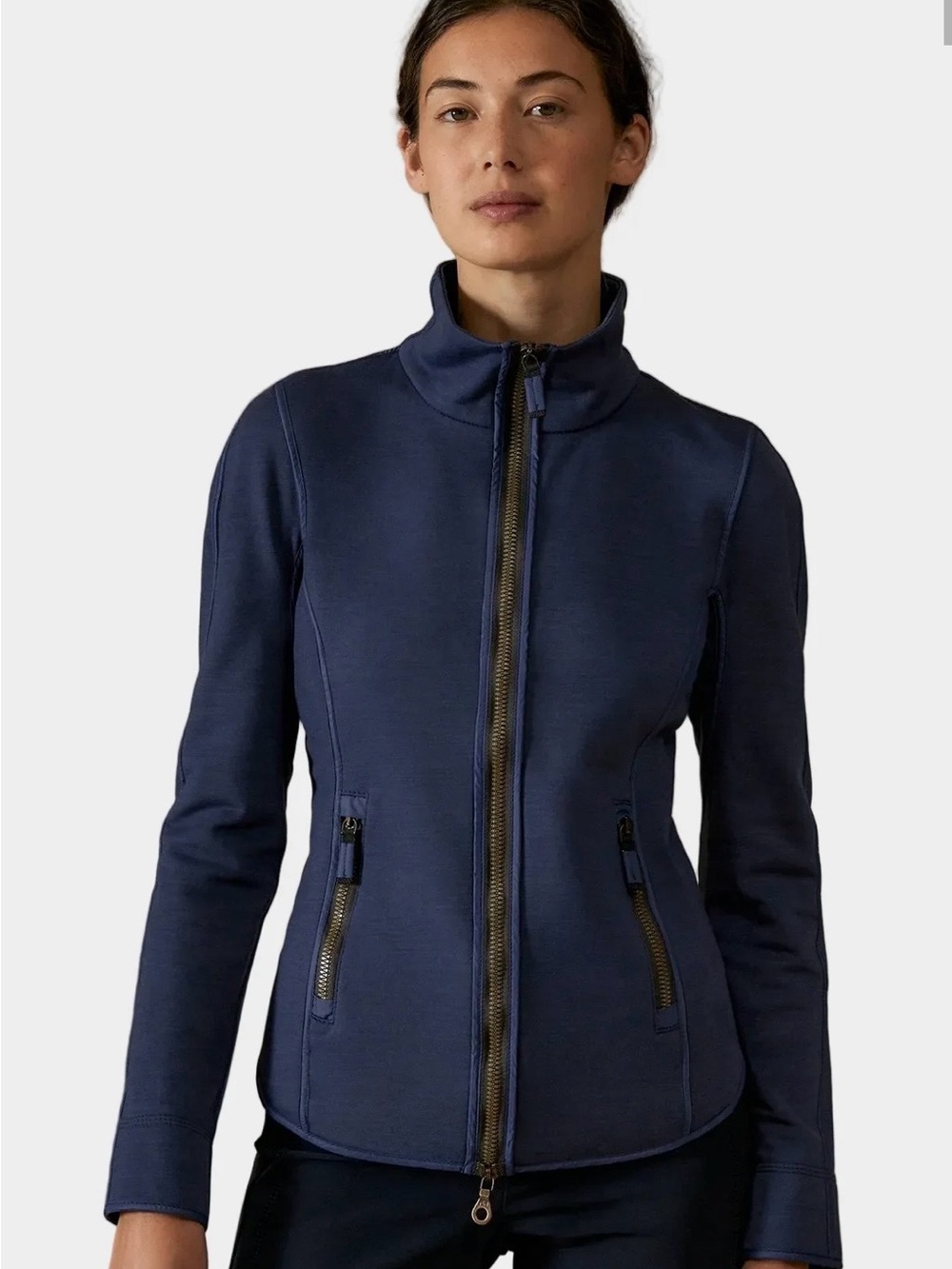 Frauenschuh Wera Power Wool Blend Stretch Jacket Navy Blue Women 1 Small Zip Up